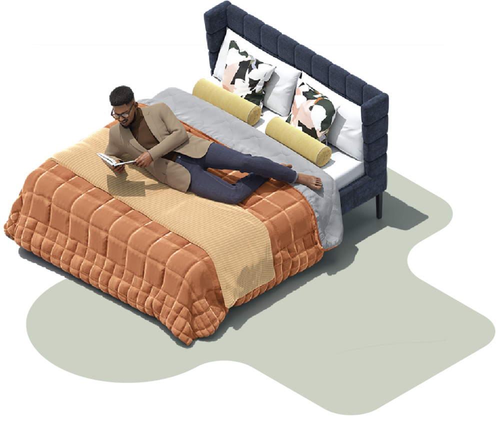 illustration man on bed